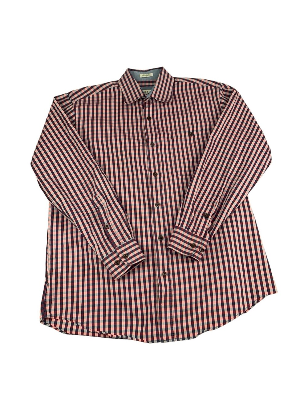 Orvis Long Sleeve Button Up Shirt Red Check Pocket Cotton Men’s Size Large